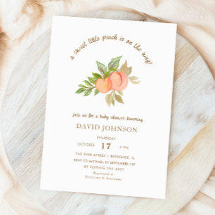 Sweet Little Peach Watercolor Baby Shower Invitation