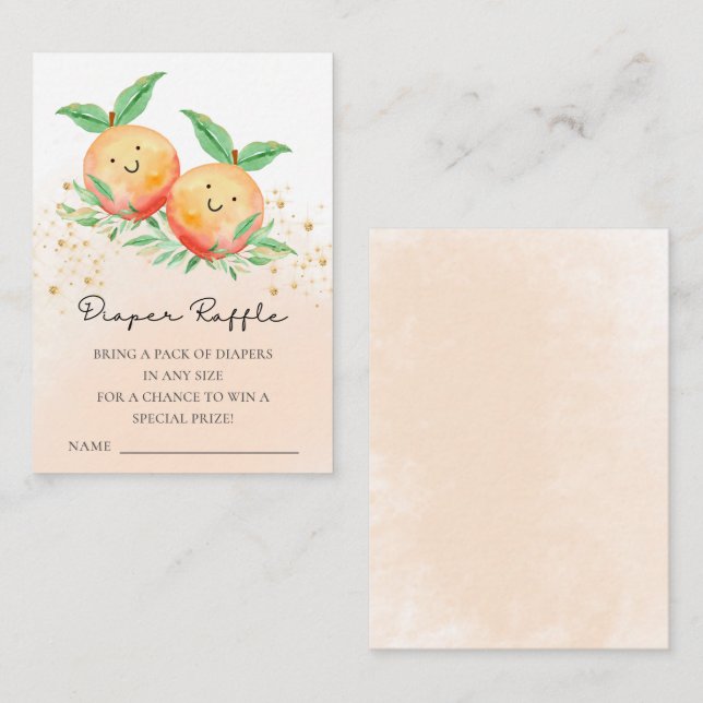 Sweet Little Peaches Baby Shower Diaper Raffle  Enclosure Card (Front/Back)