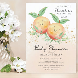 Sweet Little Peaches Twins Baby Shower  Invitation