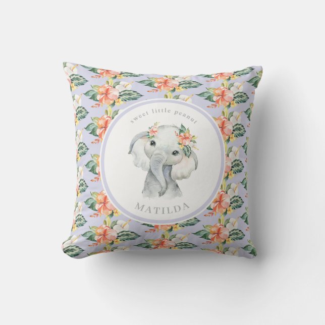 Sweet little peanut elephant floral baby cushion (Front)