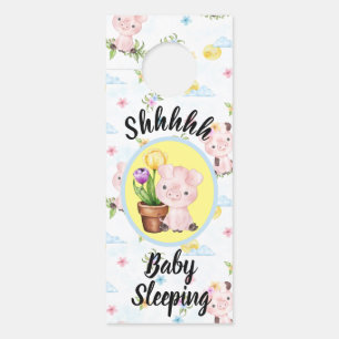 Sweet Little Piggy Baby Sleeping Door Decor Hanger