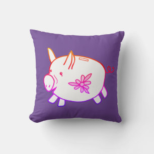 Sweet Little Piggy / Bank Throw Pillow