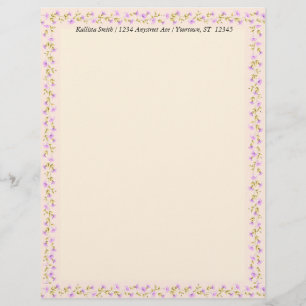 Sweet Little Pink Flowers Custom Letterhead