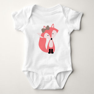 Sweet Little Pink Fox Baby Bodysuit