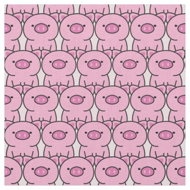 🐷 Sweet little pink piglets -  pattern Fabric (Close Up)
