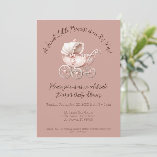 Sweet Little Princess Baby Shower Invitation (Standing Front)