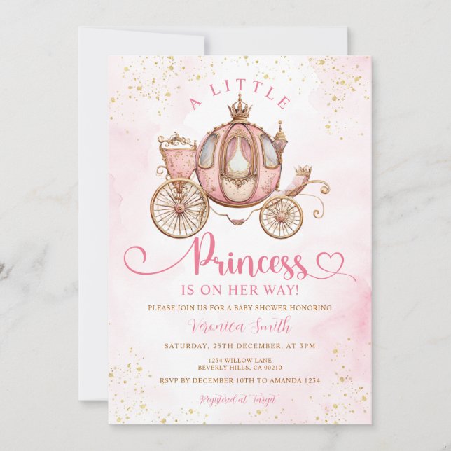 Sweet Little Princess Carriage Royal Baby Shower Invitation (Front)