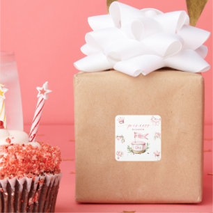 Sweet Little Princess Pink Cake 1st Birthday Square Sticker