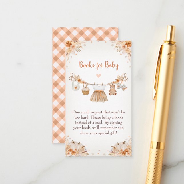 Sweet Little Pumpkin Autumn Baby Shower Enclosure Card (Front/Back In Situ)