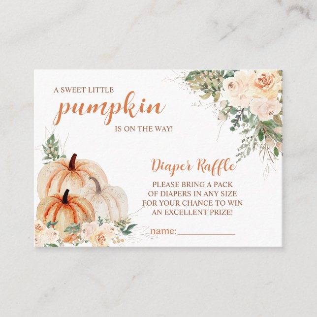 Sweet Little Pumpkin Autumn Baby Shower Enclosure Card (Front)