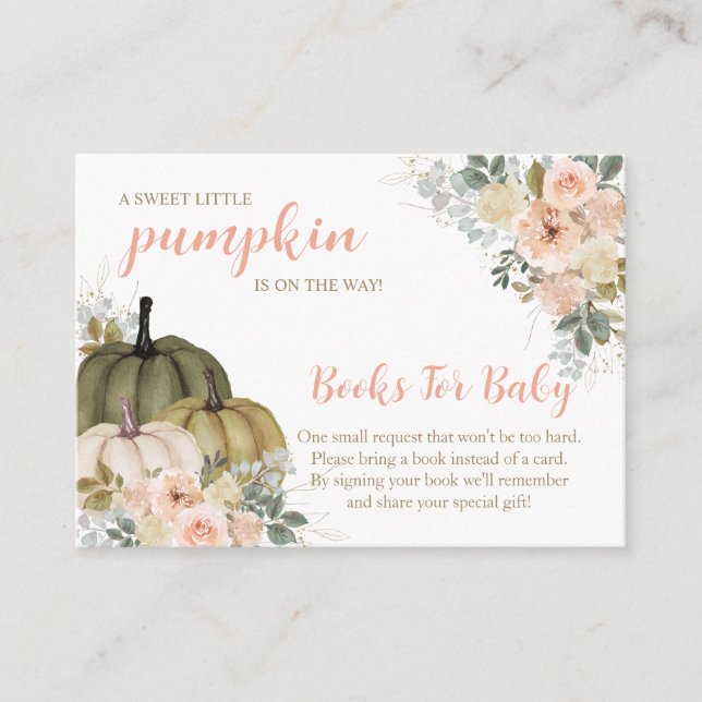 Sweet Little Pumpkin Autumn Baby Shower  Enclosure Card (Front)