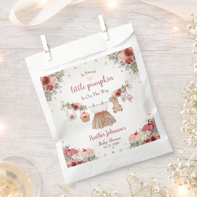Sweet Little Pumpkin Autumn Baby Shower Favour Bag (Clipped)