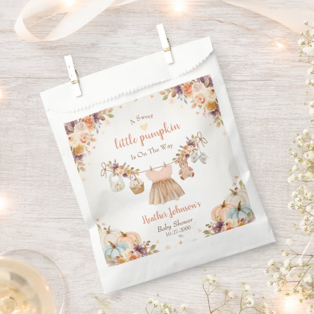 Sweet Little Pumpkin Autumn Baby Shower Favour Bag (Clipped)