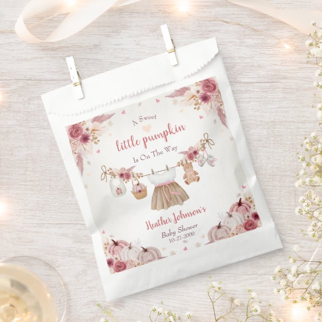 Sweet Little Pumpkin Autumn Baby Shower  Favour Bag (Clipped)