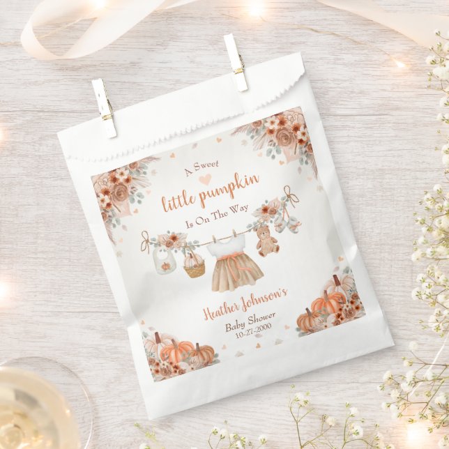 Sweet Little Pumpkin Autumn Baby Shower  Favour Bag (Clipped)