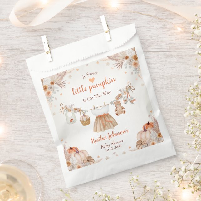 Sweet Little Pumpkin Autumn Baby Shower  Favour Bag (Clipped)
