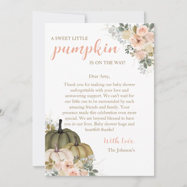 Sweet Little Pumpkin Autumn Baby Shower Invitation (Front)