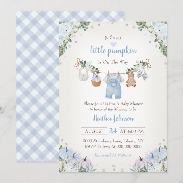 Sweet Little Pumpkin Autumn Baby Shower Invitation (Front/Back)