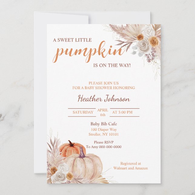 Sweet Little Pumpkin Autumn Baby Shower Invitation (Front)