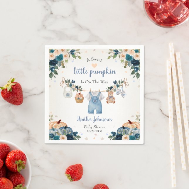 Sweet Little Pumpkin Autumn Baby Shower Napkin (Insitu)
