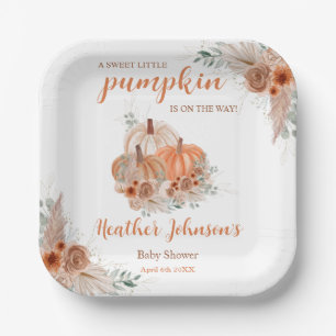 Sweet Little Pumpkin Autumn Baby Shower Paper Plate