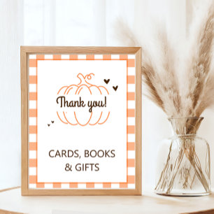 Sweet Little Pumpkin Baby Shower Cards Books Sign