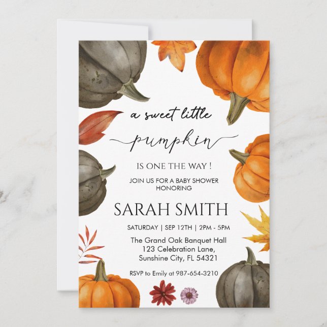  Sweet  Little Pumpkin Baby Shower Invitation (Front)