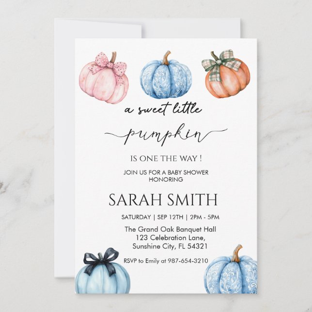  Sweet  Little Pumpkin Baby Shower Invitation (Front)