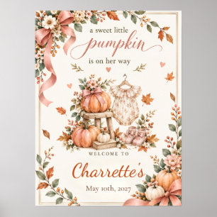 Sweet Little Pumpkin Baby Shower Sign Poster