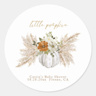 Sweet Little Pumpkin Baby Shower Thank you Classic Round Sticker