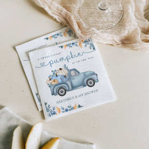Sweet Little Pumpkin Blue Autumn Baby Shower Napkin