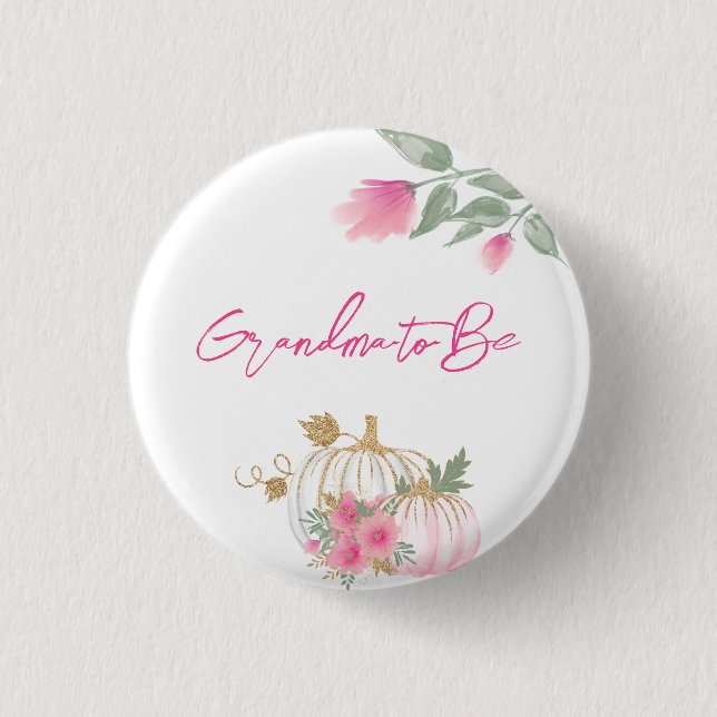 Sweet Little Pumpkin Blush Pink Gold White Floral 3 Cm Round Badge (Front)
