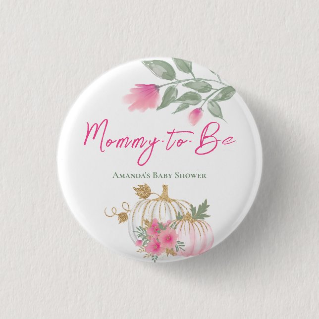 Sweet Little Pumpkin Blush Pink Gold White Mum 3 Cm Round Badge (Front)