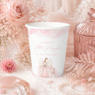 Sweet Little Pumpkin Bow Elegant Baby Shower Paper Cups