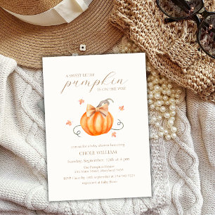 Sweet Little Pumpkin Bow Fall Baby Shower Invitation