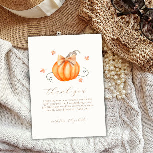 Sweet Little Pumpkin Bow Fall Baby Shower  Thank You Card