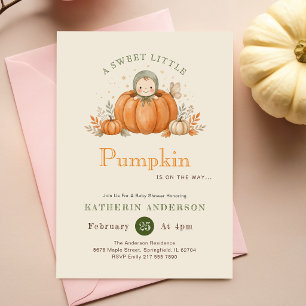 Sweet Little Pumpkin Fall Autumn Baby Shower Invitation