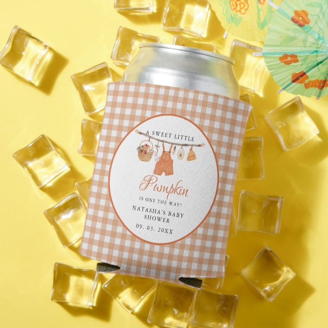 Sweet Little Pumpkin Fall baby shower Can Cooler (In Situ Summer)
