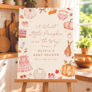 Sweet Little Pumpkin Fall Baby Shower Welcome Poster