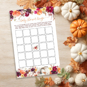 Sweet Little Pumpkin Fall Floral Baby Shower Bingo