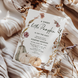 Sweet Little Pumpkin Fall Pumpkin Baby Shower Invitation