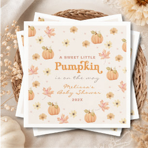 Sweet Little Pumpkin Floral Fall Baby Shower Napkin