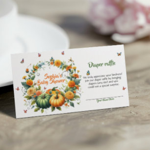 Sweet Little Pumpkin Floral Fall Diaper Raffle Enclosure Card
