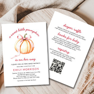 Sweet Little Pumpkin Girl All in One Baby Shower Invitation