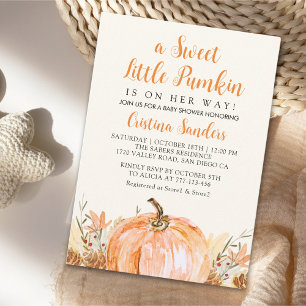 Sweet Little Pumpkin is on her Way, Baby Shower Invitation