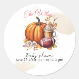 Sweet little pumpkin is on the way classic round sticker