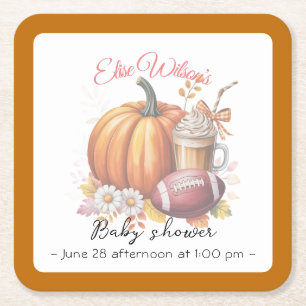 Sweet little pumpkin is on the way square paper coaster