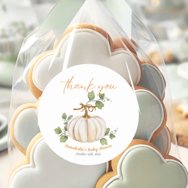 Sweet little Pumpkin on the way Baby Shower Classic Round Sticker (Creator Uploaded)