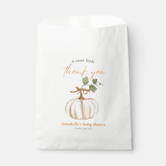 Sweet little Pumpkin on the way Baby Shower Favour Bag (Front)