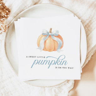 Sweet Little Pumpkin on the Way Boy Baby Shower Napkin